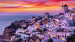 Алмазна мозаїка "Закот над Санторині", 40*50 см, на рамці, ТМ Dreamtoys