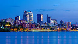 Алмазна мозаїка "Нічне місто на березі річки" 40*50 см, на рамці, ТМ Dreamtoys