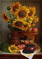 Алмазна мозаїка "Подосолухи та яблука", без підрамника, 35*45 см, ТМ Dreamtoys