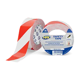 Safety Tape - 50мм х 33м, біло-червона - самоклеюча стрічка безпеки НРХ для розмітки