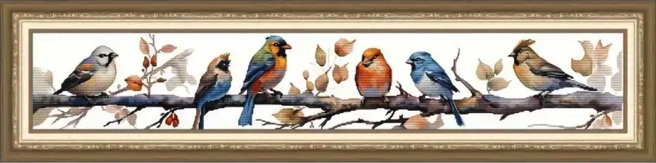 Набір для вишивання за нанесеною на канву схемою "Birdies 4".AIDA 14CT printed , 95*19 см, фото 1