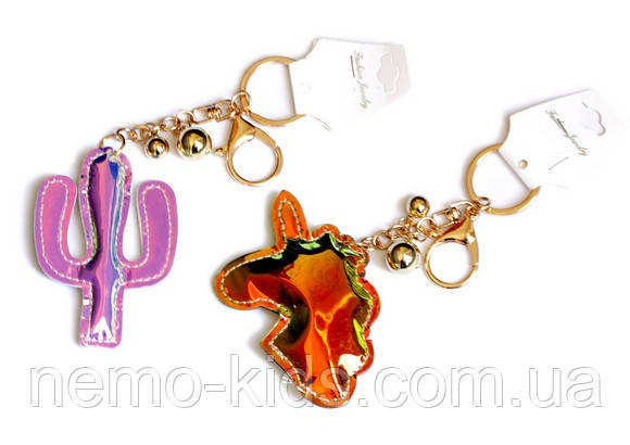 Брелок із голографічного поліуретану "Кактуси та єдинороги" 14*7 см, фото 1