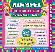 Книга "Памятка для початкової школи. Англійська мова. Розмовні теми та діалоги. 2-4 клас", 21*20см, Украина,