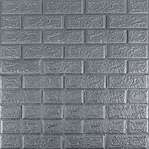 3D панель самоклеюча 700х770х5мм цегла Срібло (017-5) SW-00000038