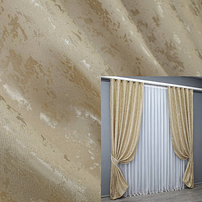 Комплект штор (2шт. 1х2,6м.) льон мармур, колекція "Pavliani AL". Колір теплий-бежевий. Код 1570ш 31-714