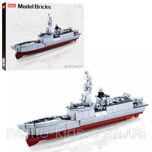 Конструктор SLUBAN Sluban військовий корабель, 1:450, 33см, вертоліт, 417 дит, Конструктори Слубан, фото 1
