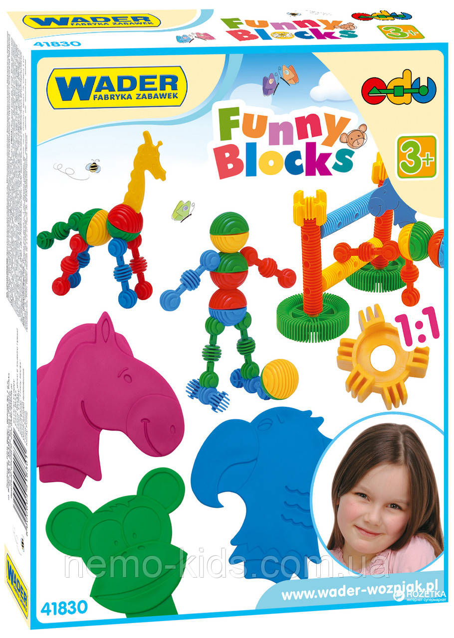 Конструктор "Funny blocks" 36де, у кор. 20*25*5 см, ТМ Wader (14 шт.), фото 1