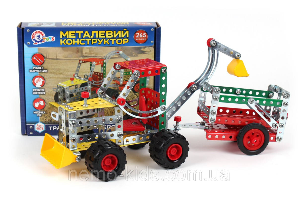 Конструктор метал. "Трактор із причепом Техня", 265 дет., у кор. 20*16*4 см, ТМ Технок, Україна (10 шт.), фото 1