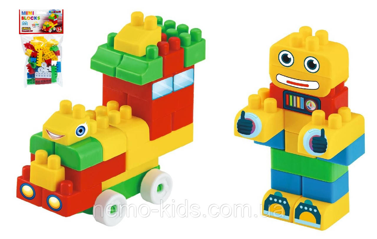 Конструктор Mini Blocks No1 50 деталей, у пак. 25*12см, ТМ BAMSIC, Україна, фото 1