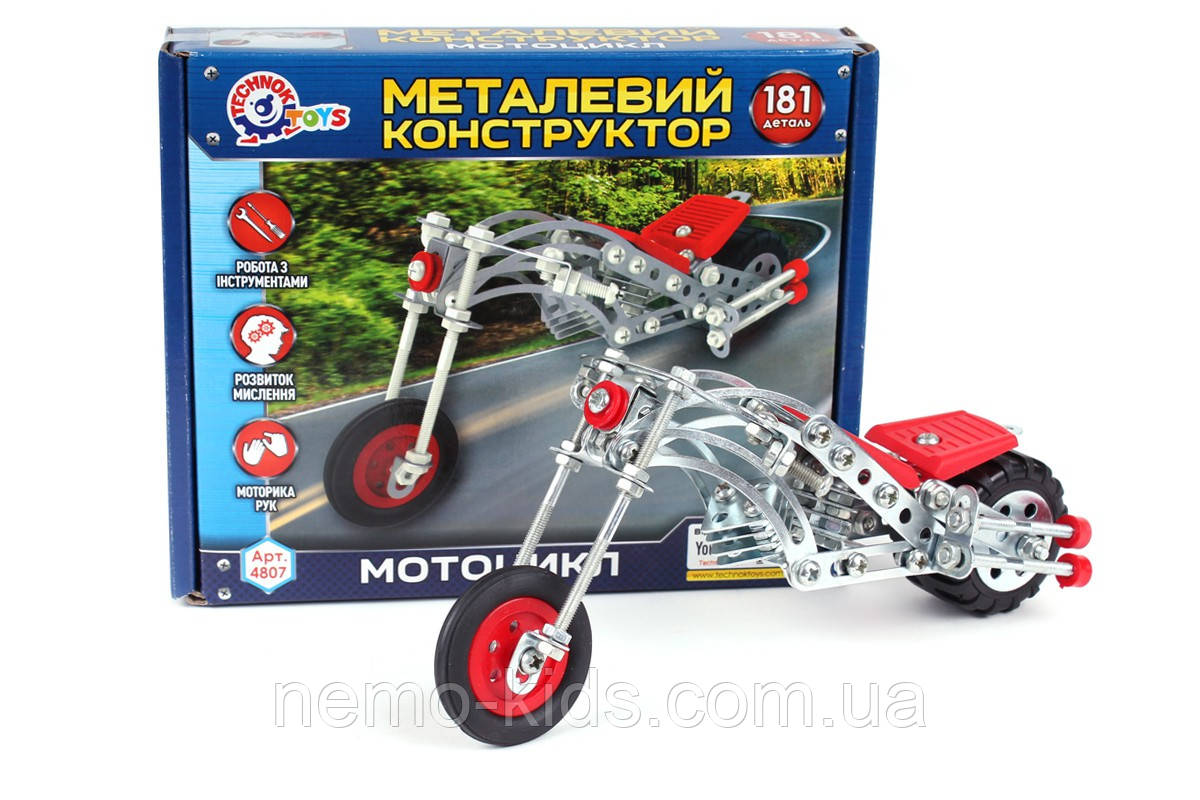 Конструктор метал. "Мотоцикл", 181 дет, в кор. 20*16*4 см, ТМ Технок, Україна (10 шт.), фото 1