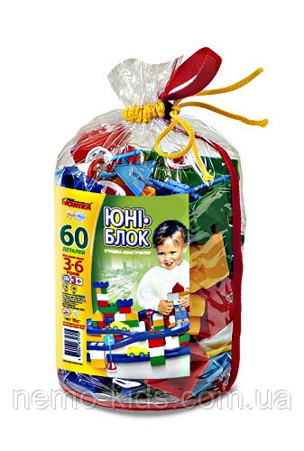 Конструктор "Юні-блок-60" 60 дітей, у пак. 40*15 см, ТМ Юніка, Україна (10 шт.), фото 1