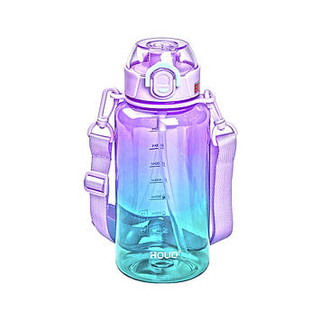 Пляшка для води 1 л пляшечка з мундштуком бузкова HP-14-31V