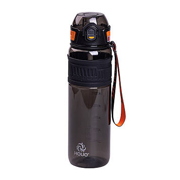 Пляшка для води Houo спортивна 1 літр з фліп кришкою чорна HP-14-33B