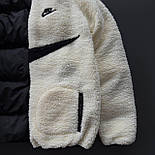 Куртка чоловіча зимова Nike big swoosh двухстороння коротка на овчині теплий пуховик чорний Туреччина. Живе фото, фото 7