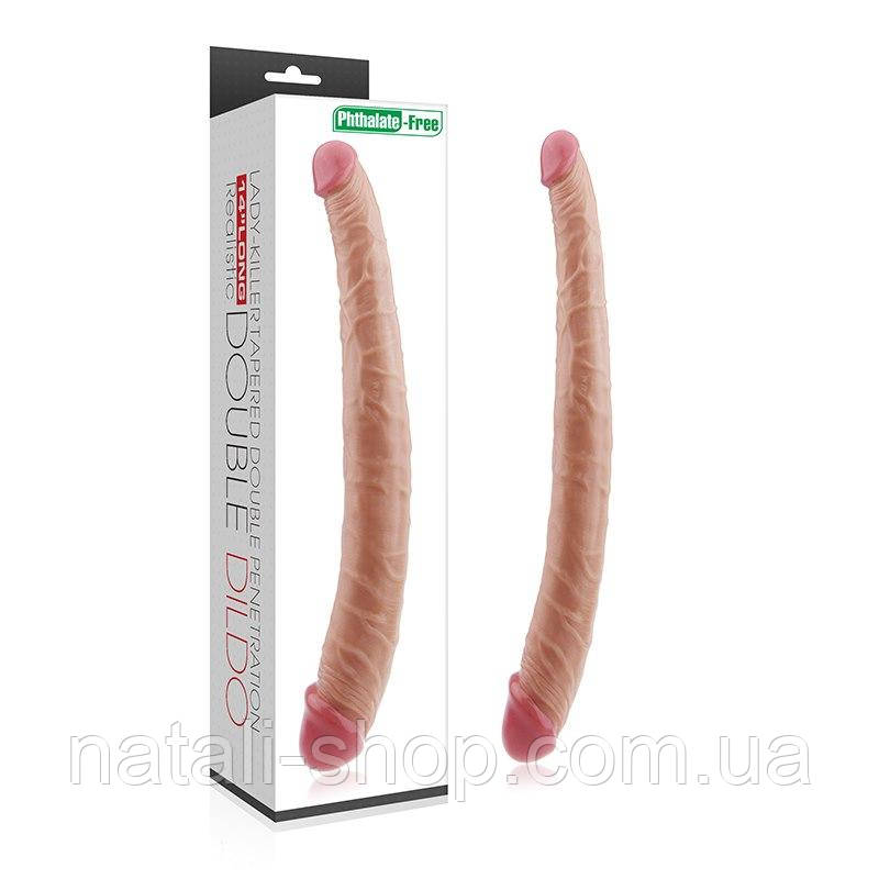 Двосторонній реалістичний фалоімітатор 14" King Size Realistic Ladykiller Tapered Double Penetration
