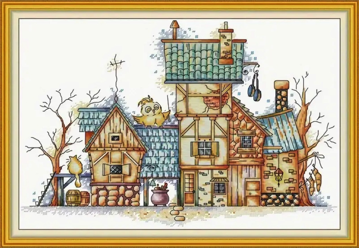 Набір для вишивання за нанесеною на канву схемою "Diagonal Lane".AIDA 14CT printed , 48*33 см, фото 1