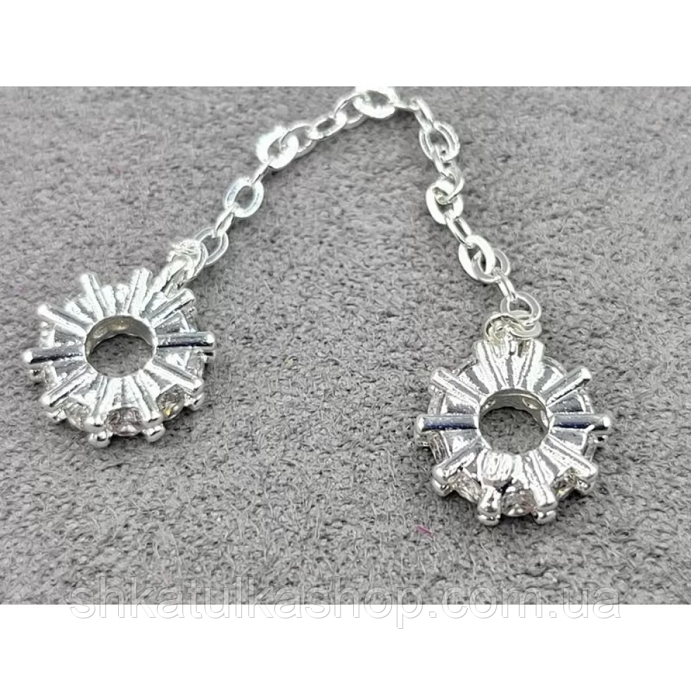 Намистини-ронделі 3*10мм з ланцюжком 4см, колір срібло (гіпоалергений сплав), фото 1