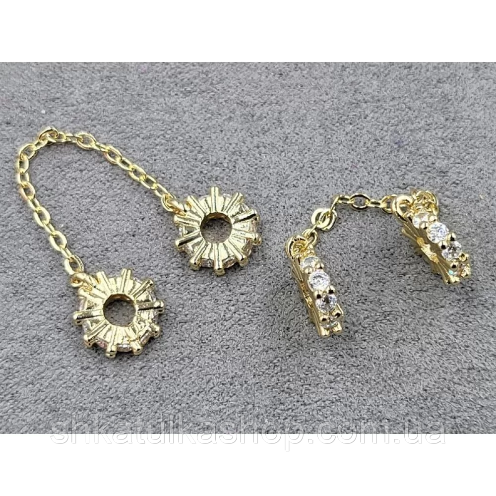 Намистини-ронделі 3*10мм з ланцюжком 4см, колір золото (гіпоалергений сплав), фото 1