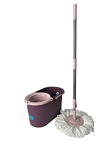 Набір для прибирання: відро на 16л, швабра та моп круглий, колір марсала