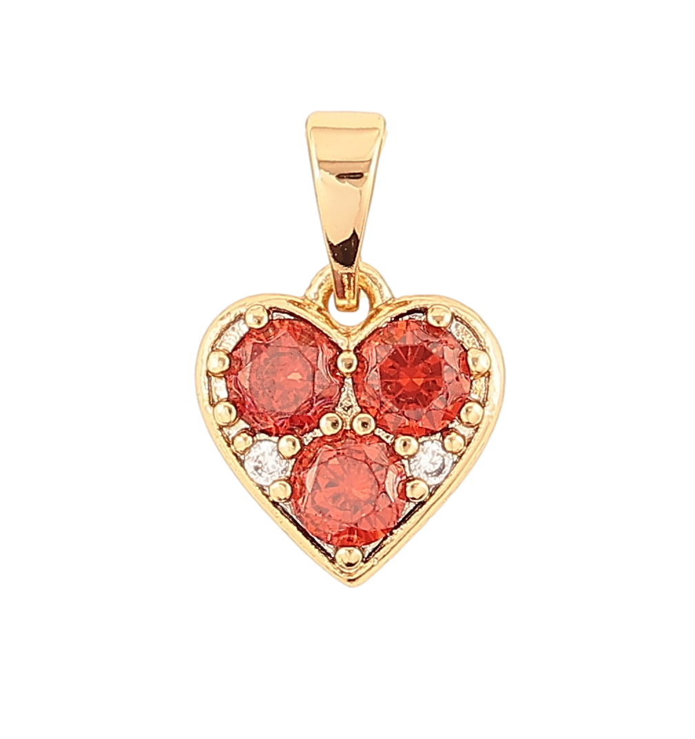 Кулон Xuping Позолота 18K «Сердечко з червоними фіанітами» для ланцюжка до 5мм