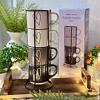 Набір чашок на стійці 4 шт. "Фарби серця" Vittora 400 мл