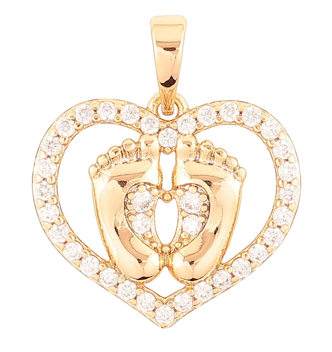 Кулон Xuping Позолота 18K «Сердечко з дитячими ніжками» для ланцюжка до 6мм