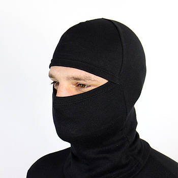 Зимова балаклава утеплена 2в1, Чорна / Балаклава-підшоломник / Тепла балаклава на флісі