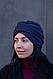 Шапка тюрбан з ангори зимова D.Hats сіро синього кольору - фото 3 - id-p1546438147