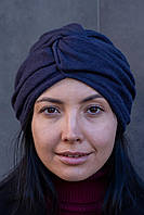 Шапка тюрбан з ангори зимова D.Hats сіро синього кольору