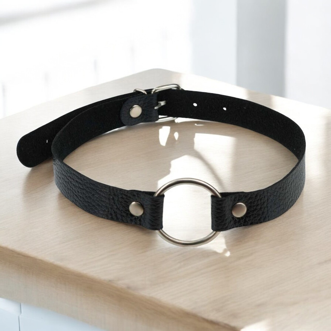 Капелюх із металевим кільцем "Leather O-Ring Gag Black" sLash