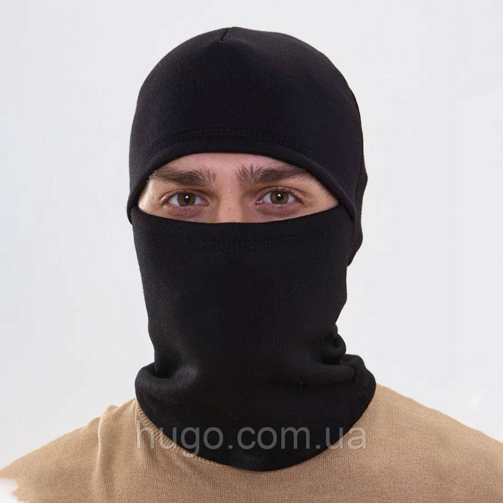 Зимова балаклава на флісі 2в1, Чорна / Утеплена балаклава-бафф / Підшоломник / Флісова балаклава, фото 1