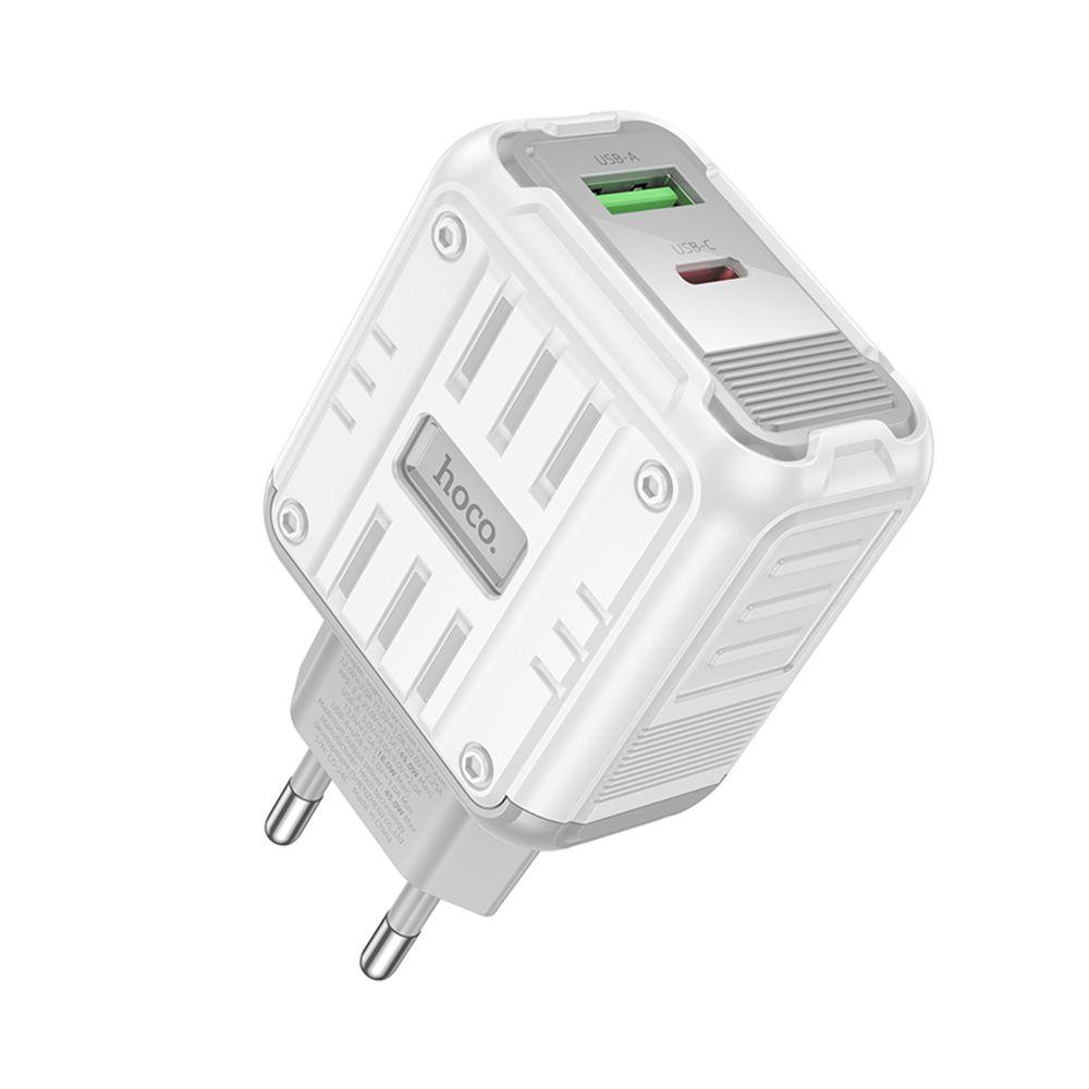 Мережевий Зарядний Пристрій Hoco C136A 1USB-C/1USB PD/QC 45W Колір Бiлий
