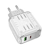 Мережевий Зарядний Пристрій Hoco C136A 1USB-C/1USB PD/QC 45W Колір Бiлий, фото 4