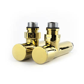 Кран кутовий для рушникосушки Raftec 1/2 "х1/2", подовжений, золото, 2шт.