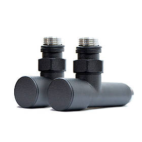 Кран кутовий для рушникосушки Raftec 1/2"х1/2" подовжений, чорний, 2шт.