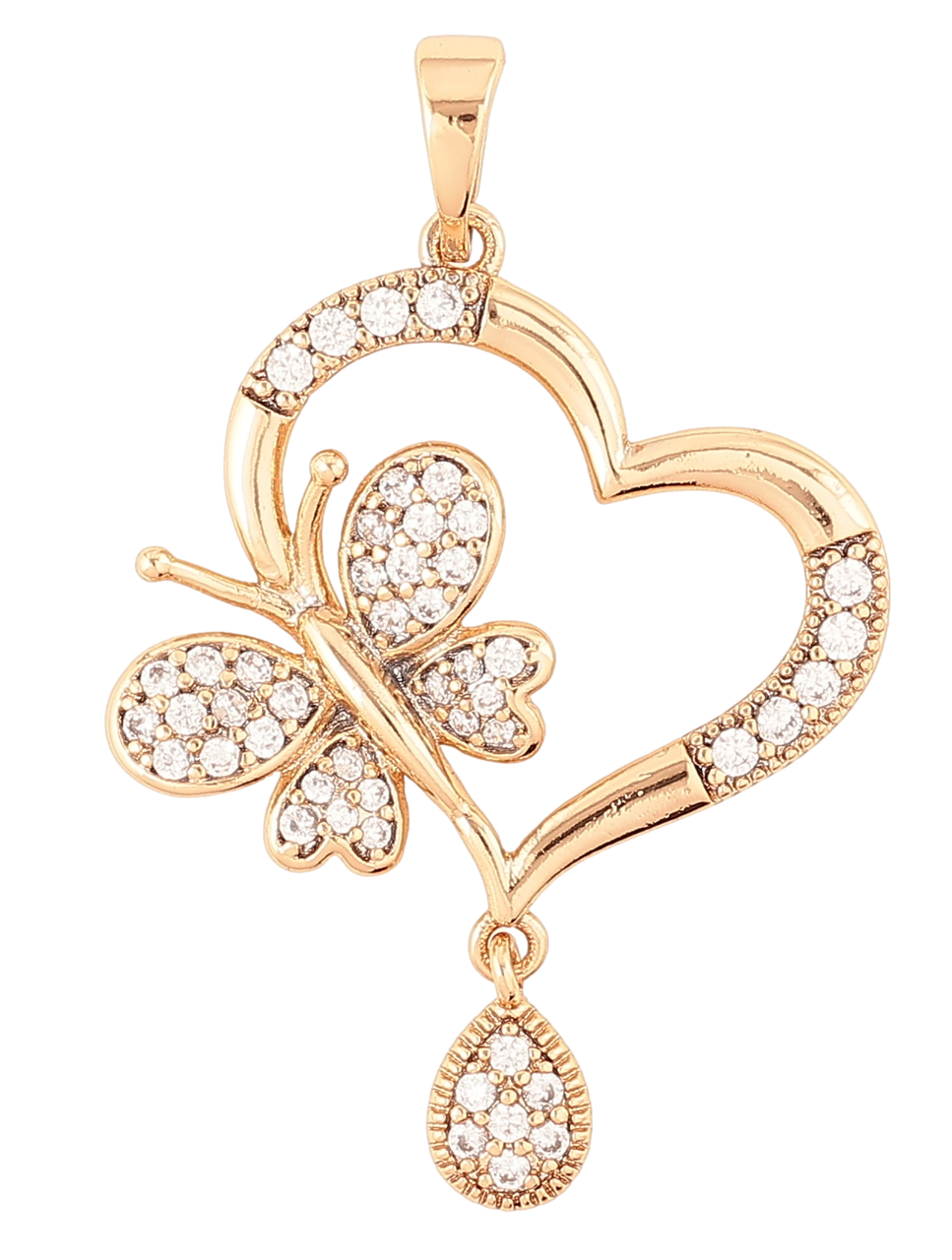 Кулон Xuping Позолота 18K «Сердечко з метеликом» для ланцюжка до 6мм
