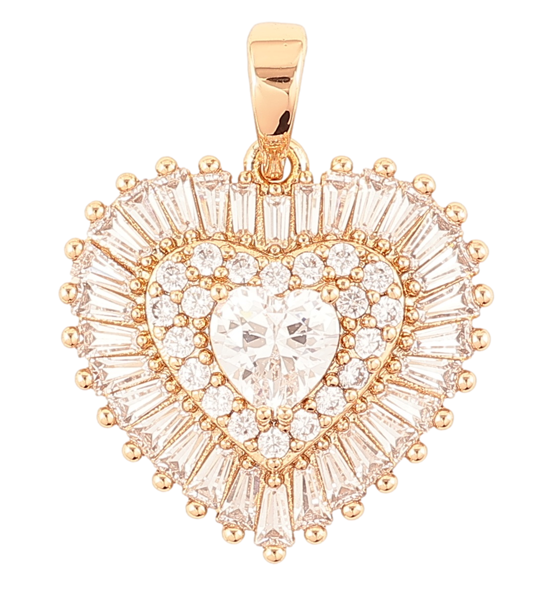 Кулон Xuping Позолота 18K «Сердечко з інкрустацією цирконієм» для ланцюжка до 6мм
