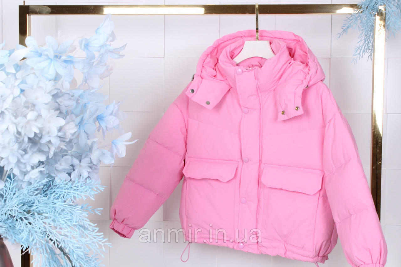 Куртка зимова підліткова стьобана для дівчинки 8-13 років, колір рожевий