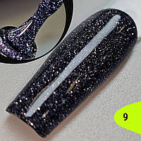 Світловідбивний гель лак темно-синій, темний для нігтів Disco Global Fashion 8 мл №9