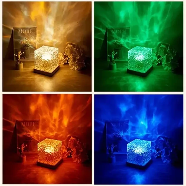 Нічник Куб з 16 змінними кольорами та ефектом водяної хвилі RGB, з пультом дистанційного керування, від мережі