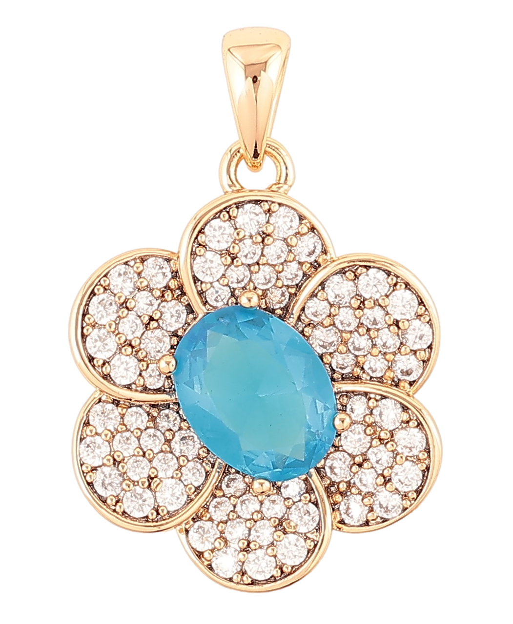 Кулон Xuping Позолота 18K «Квітка з інкрустацією цирконієм і блакитним фіанітом» для ланцюжка до 4мм