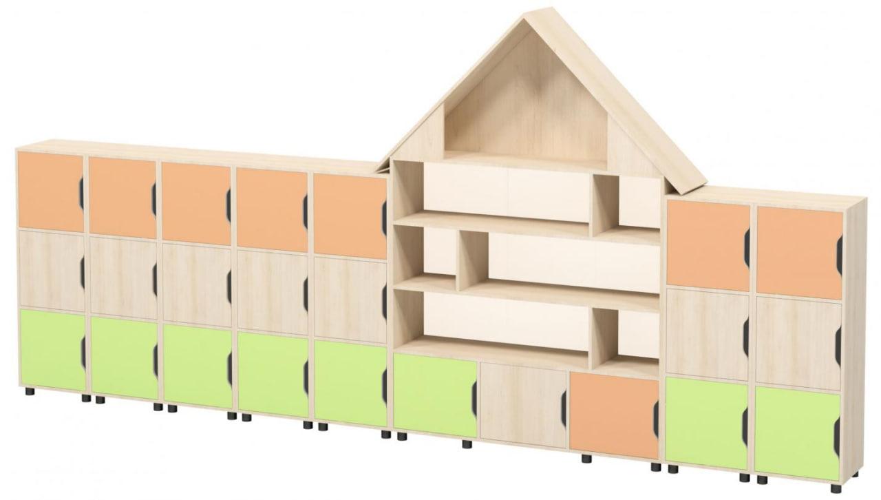 Стінка дитяча "Будиночок" для зберігання особистих речей дітей, фото 1