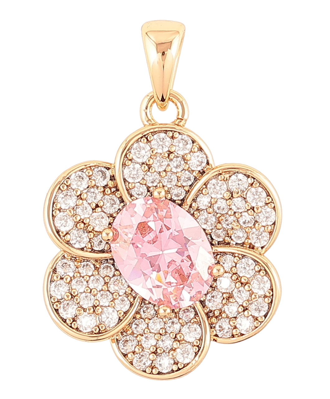 Кулон Xuping Позолота 18K «Квітка з інкрустацією цирконієм і рожевим фіанітом» для ланцюжка до 4мм