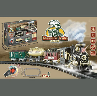 Залізниця на радіокеруванні  на 24 елементи, звук, підсвічування, парогенератор, акумулятор 3.7 V, 3 вагони