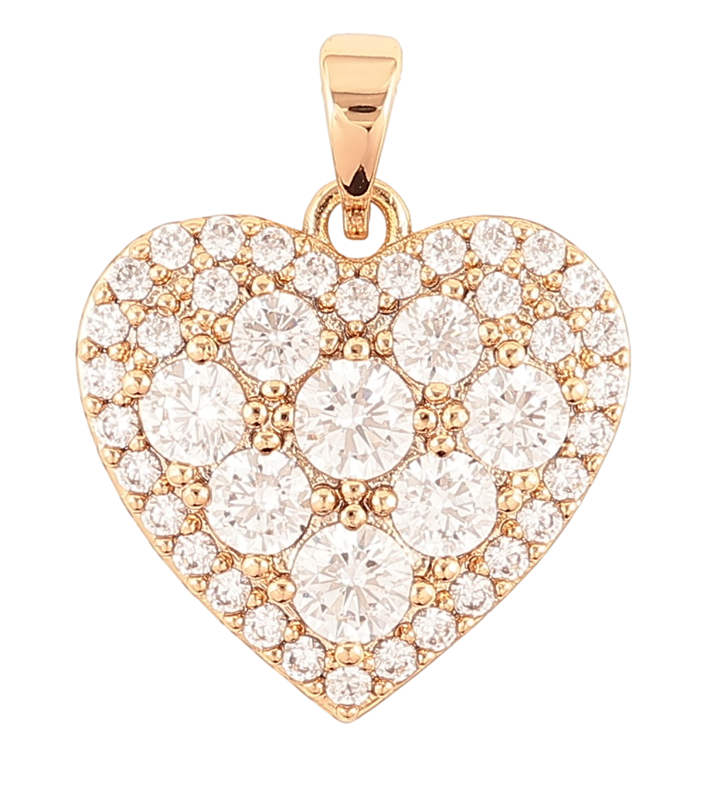 Кулон Xuping Позолота 18K «Сердечко з інкрустацією цирконієм» для ланцюжка до 5мм