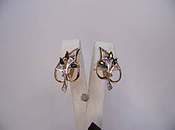 Золоті жіночі сережки з діамантами та сапфірами, вага 4,22 г.