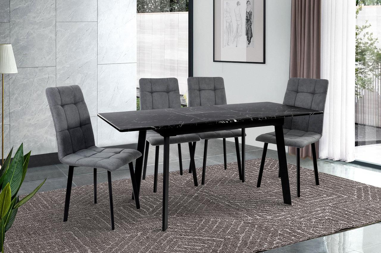 Стіл обідній Етна 120-160 см (ніжки чорні/стільниця чорна), фото 1