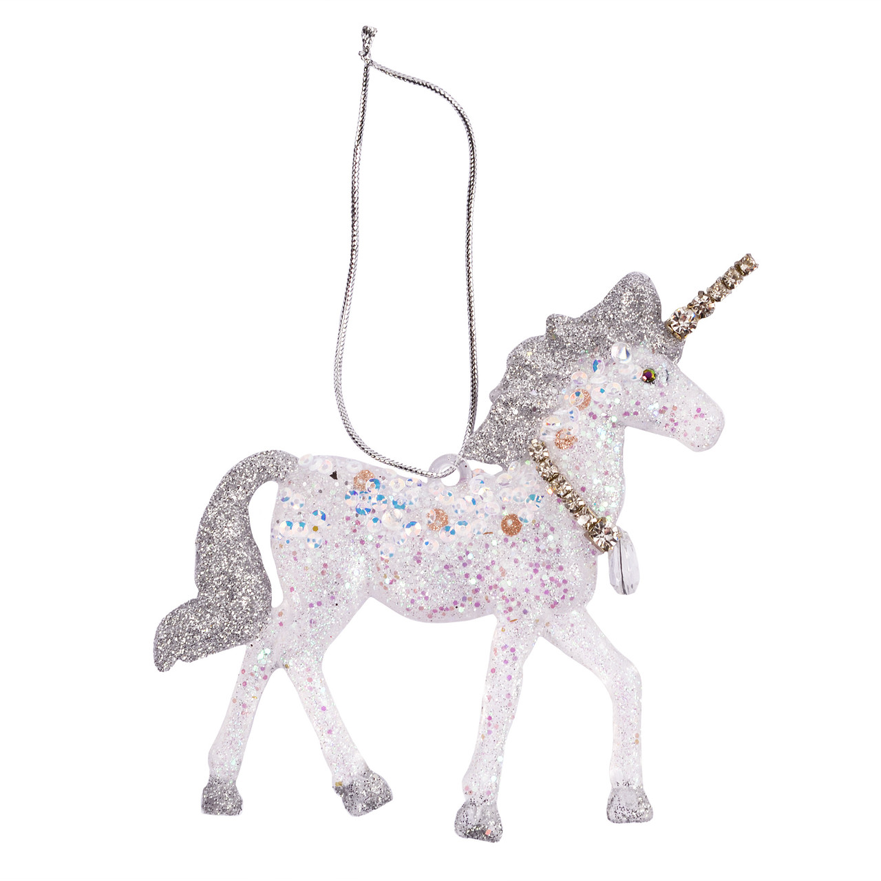 Прикраса новорічна Yes! Fun Єдиноріг 11см акрил гліттер, фото 1