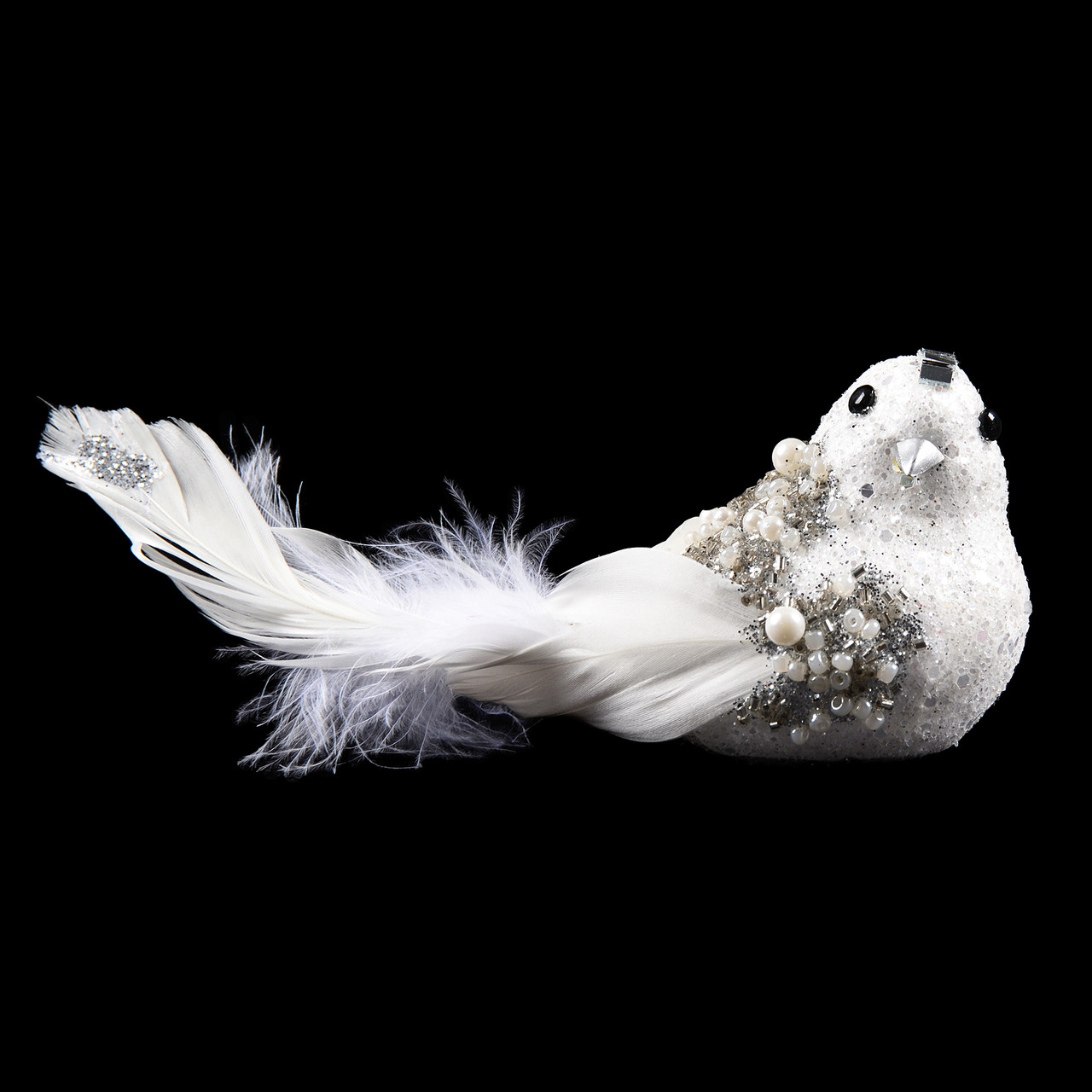 Фігурка новорічна Yes! Fun Пташка 17см біла кліп, фото 1