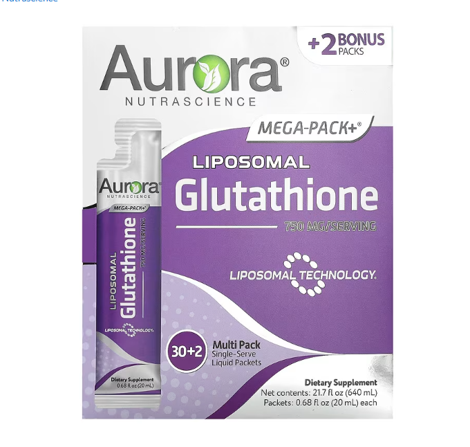 Ліпосомальний глутатіон Aurora Nutrascience Mega-Pack+ 750 мг 32 пакетики по 20 мл, фото 1